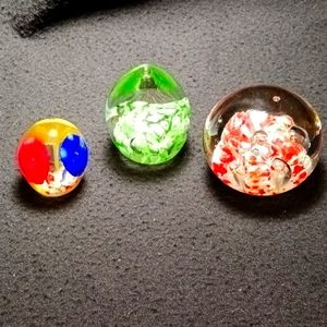 Glass Paperweights (3) Vintage Unknown Maker